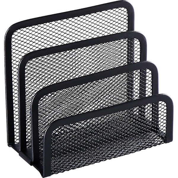 Lorell Mesh Vertical Desktop File Sorter 4 Dividers 5.63" X 5.25" X 3.13" Steel Black