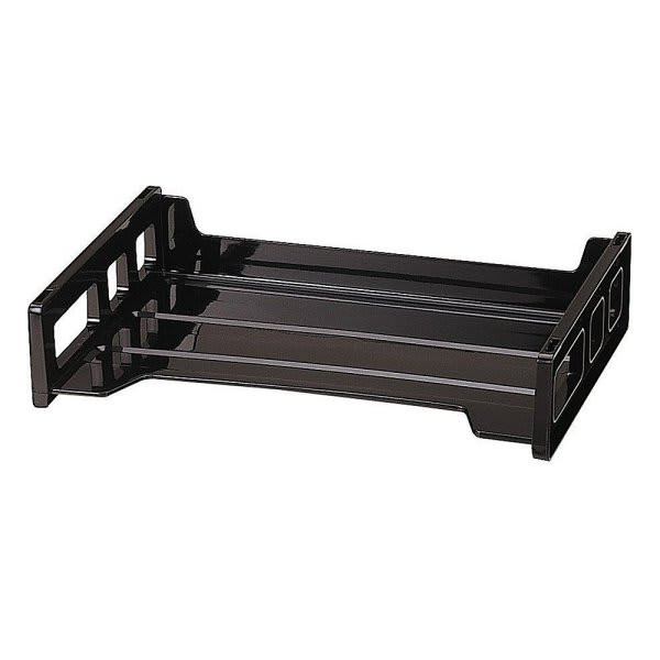 Office Depot Black Ribbed Bottom Stackable Letter Tray