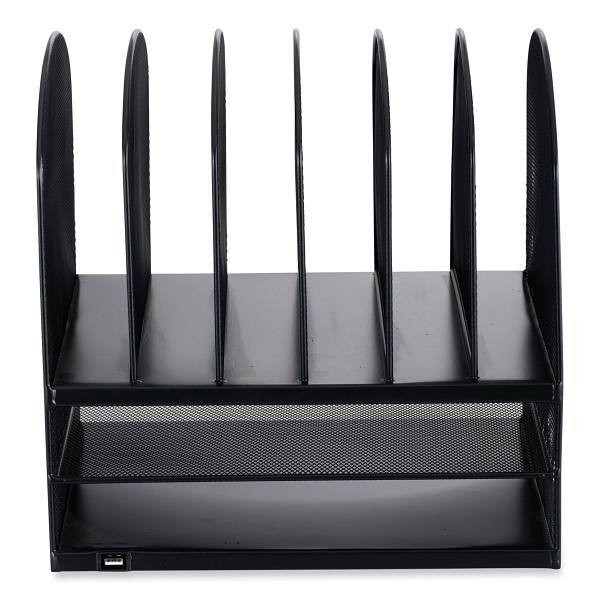 Safco Powered Onyx Desktop Sorter With 2 Horizontal/6 Vertical, Letter, Black