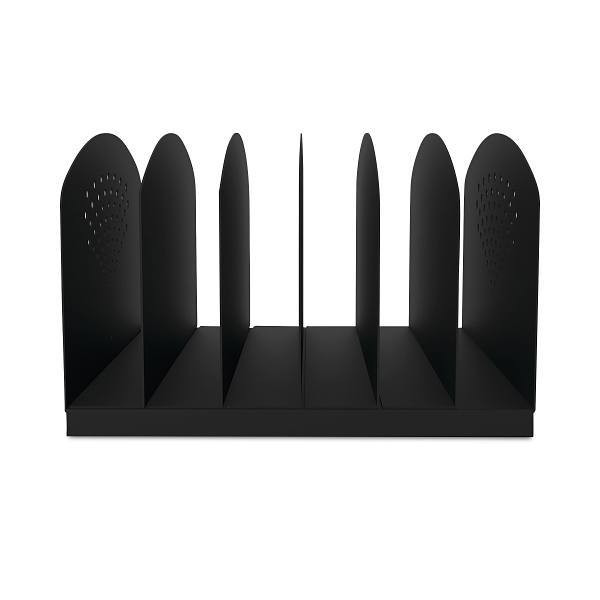 Safco Steel Vertical-Rack Desktop Sorter, 6 Sections, 12.25" X 11.25" X 8" Black
