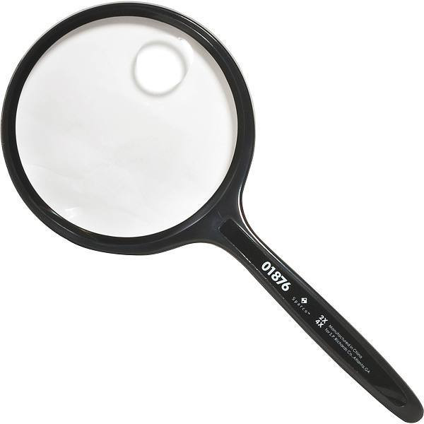 Sparco Handheld Magnifying Glass 3.5" Diameter 2x Lens W/4x Inset Acrylic Black