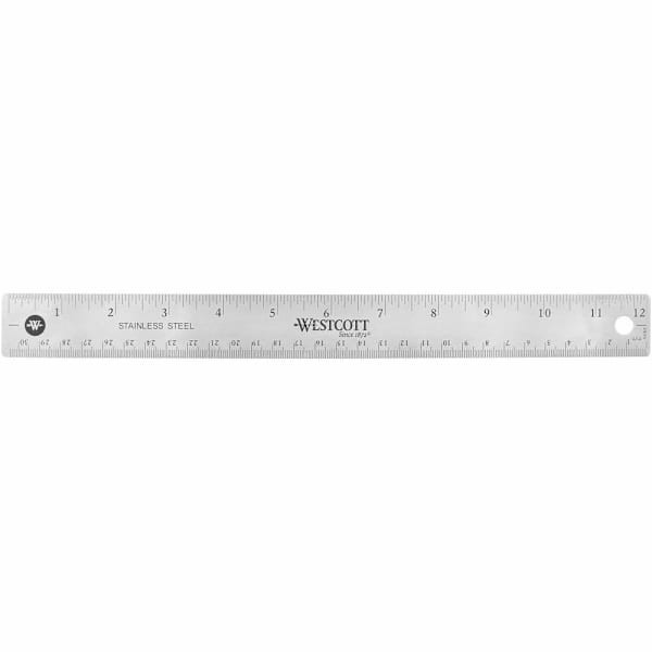 Westcott 12" Stainless Steel Ruler With Nonslip Base 1/16 And 1/32 Graduations