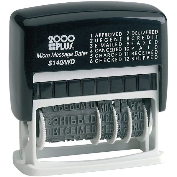 Cosco 2000 Plus Self-Inking 12-In-1 Message And Dater Stamp Black Ink