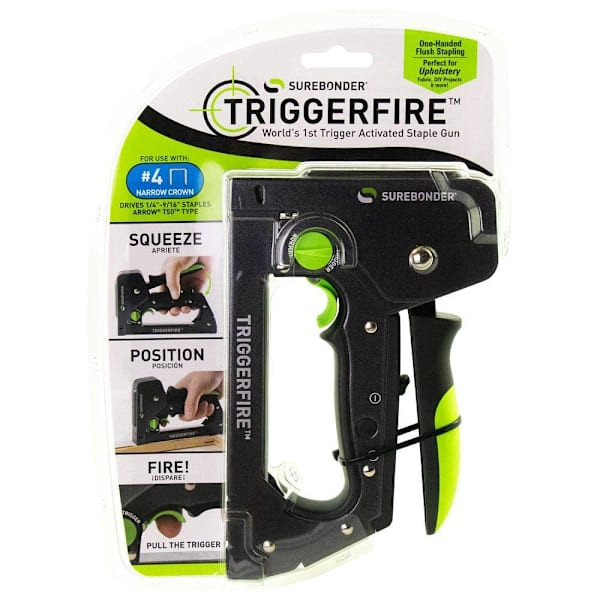 Surebonder Triggerfire Heavy Duty Steel Staple Gun, Metallic With Rubber Handle