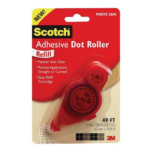 Scotch Clear Adhesive Dot Roller Refill 5/16" X 49"