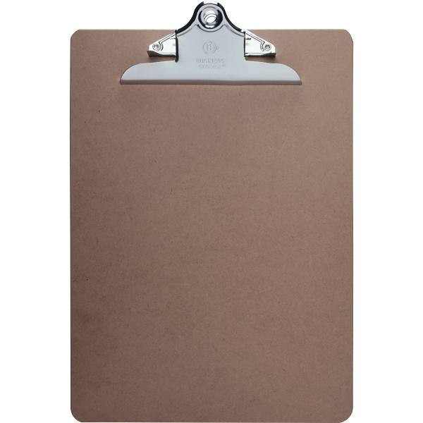 Business Source 9 In. X 12-1/2 In. Brown Hardboard Clipboard W/ Nickel-Plated Clip
