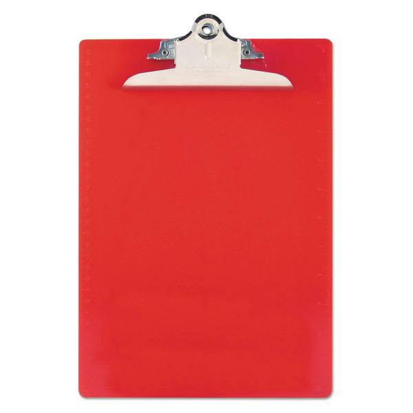 Saunders Recycled Plastic Clipboard With Ruler Edge 1" Clip 8.5x11 Sheets Red