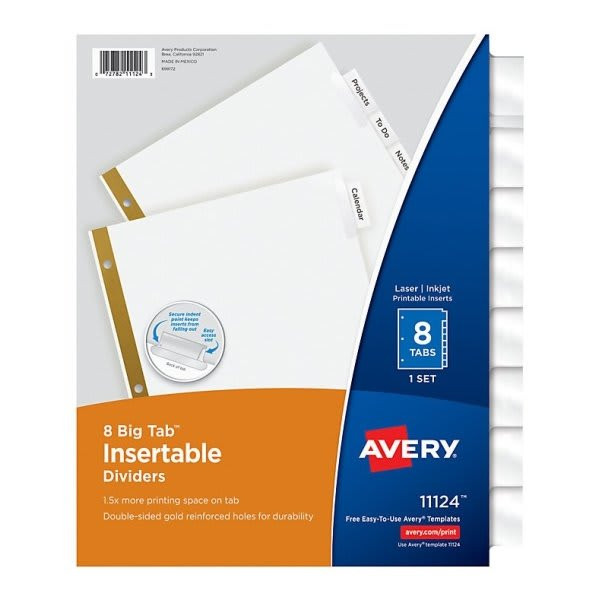 Avery Big Tab Insertable Divider, Package Of 8