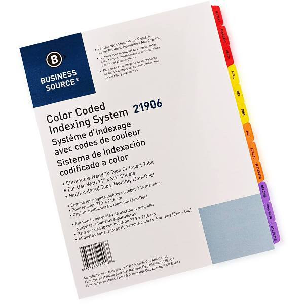 Business Source Monthly Table Of Content Dividers 8.5"X11" Jan-Dec Package Of 12