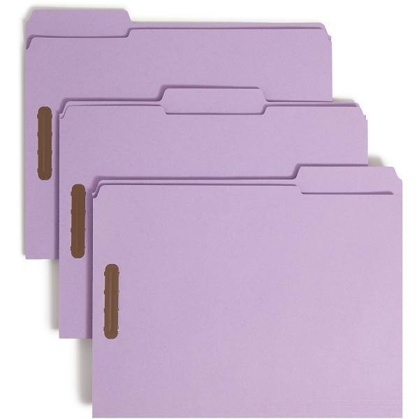 Smead 1/3 Cut Tab Fastener Folder 2" Capacity Lavender Package Of 50