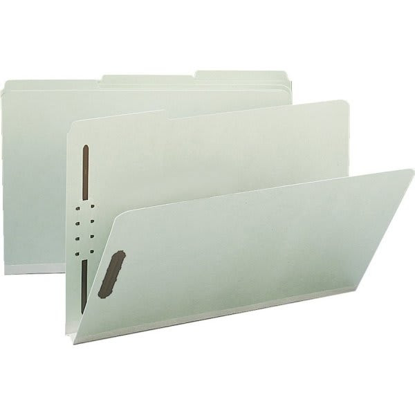 Smead Pressboard Folders, Safeshield Fasteners, Legal, Gray/Green, 1", (25-Box)