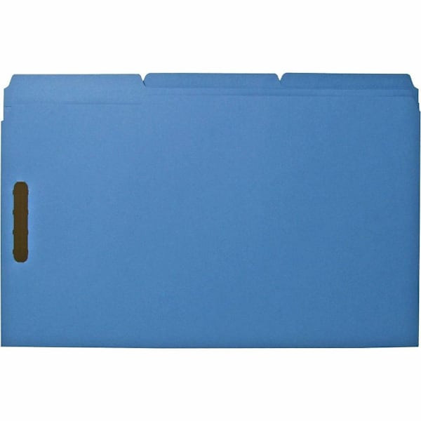 Business Source 1/3 Tab Legal Fastener Folder 8.5" X 14" Blue Package Of 50