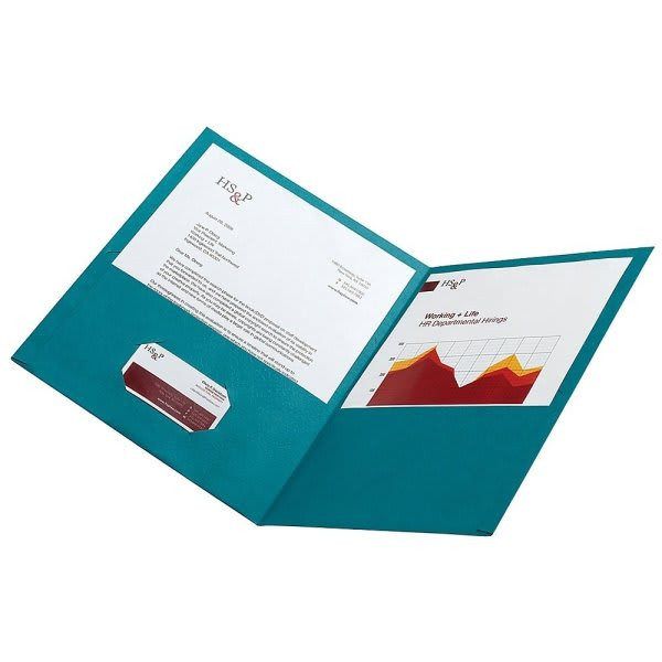 Office Depot Teal Leatherette Twin-Pocket Portfolio, Package Of 10