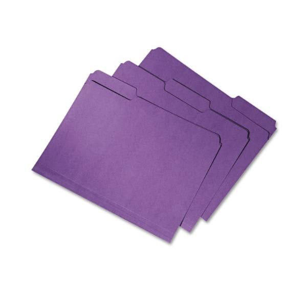 Skilcraft Recycled File Folders, 1/3-Cut 2-Ply Tabs, Letter, Purple, Pack Of 100