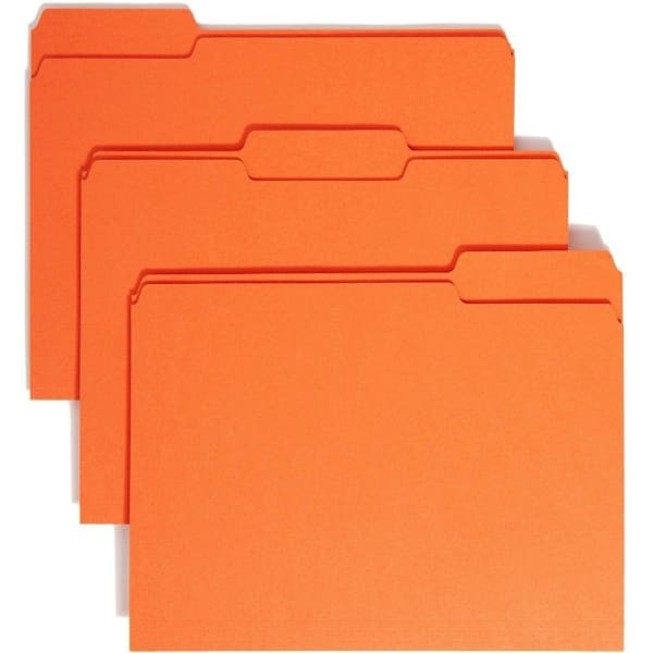 Smead 8.5" X 11" Letter File Folder Orange Package Of 100