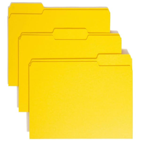 Smead Colored 1/3 Tab Letter File Folder 8.5" X 11" Yellow Package Of 100