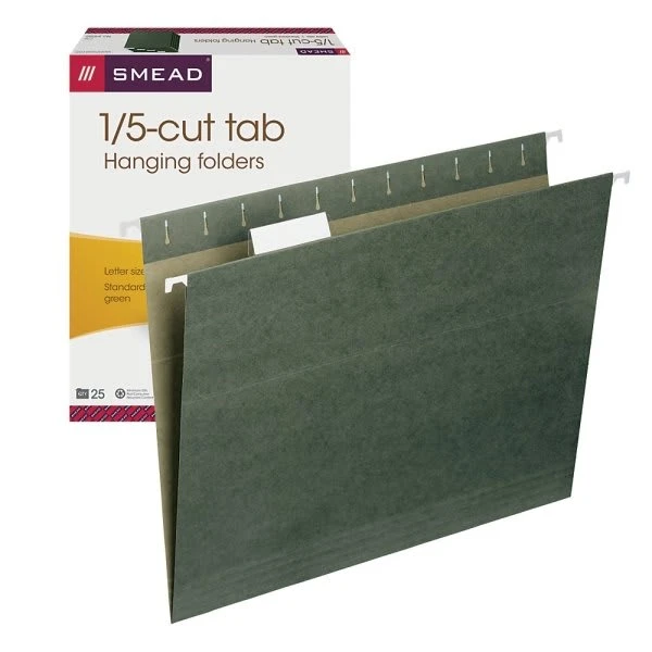 Smead Green Premium-Quality Hanging Folder, Package Of 25