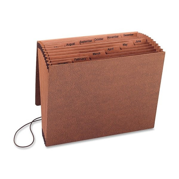 Sparco Brown Flap Close Jan-Dec Heavy-Duty Accordion File