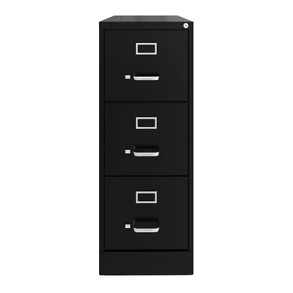 Hirsh 22" Deep 3 Drawer Letter Width Vertical File Cabinet, Commercial Grade, Black