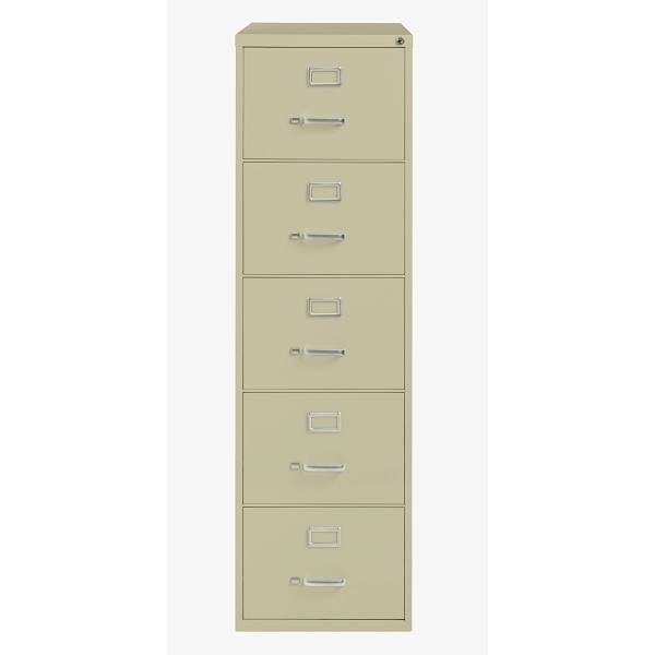 Hirsh 26.5" Deep 5 Drawer Legal Width Commercial Vertical File Cabinet, Putty