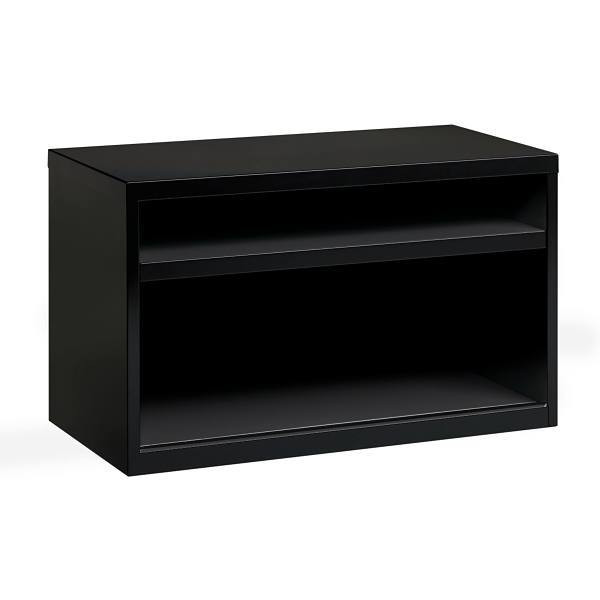 Hirsh 36 Wide Low Credenza Lateral Cabinet W/ Open Shelves, Black
