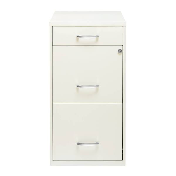 Space Solutions 18" Deep 3 Drawer Organizer File Cabinet, Pearl White