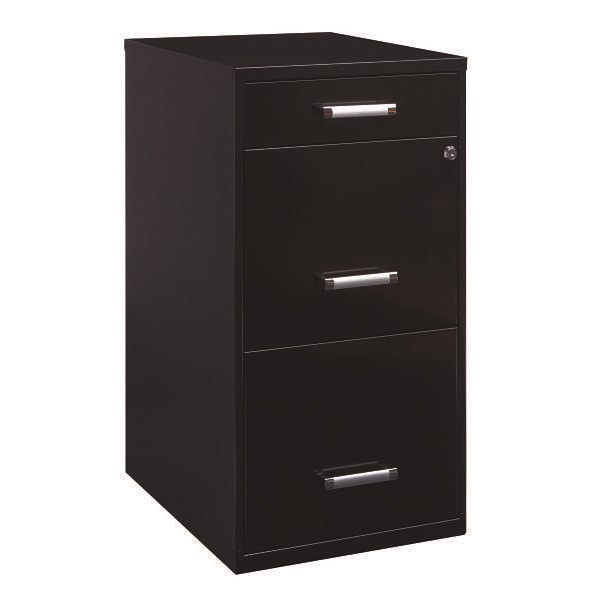 Space Solutions 3 Drawer Letter Width Vertical File Cabinet-Pencil Drawer Black