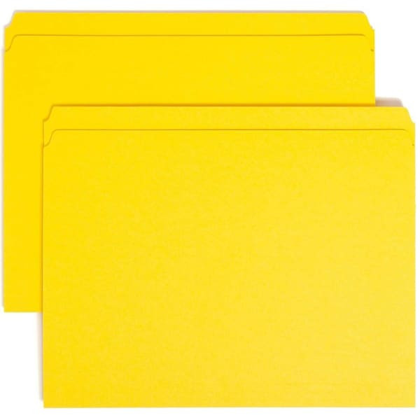 Smead Colored Straight Tab Letter File Folder 8.5" X 11" Yellow Package Of 100