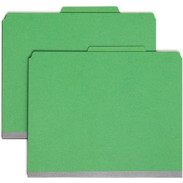 Smead Safeshield 2/5 Tab Classification Folder 8.5" X 11" Green Package Of 10