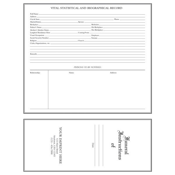 Pre-Need Forms Package Of 100