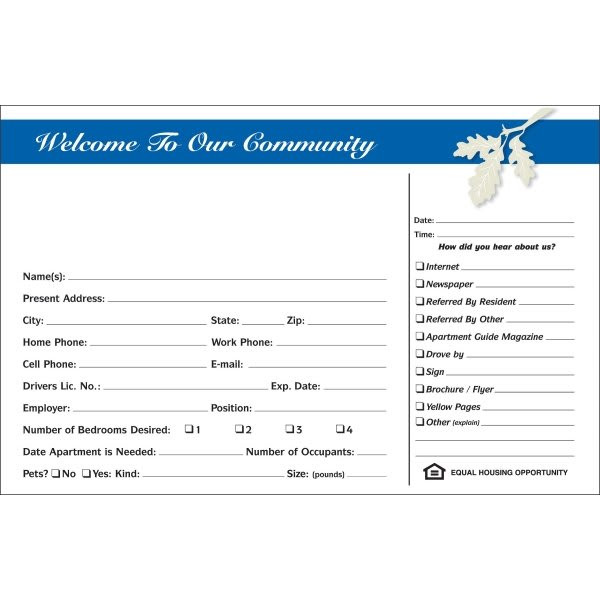 Personalized Guest Cards, Leaves Design, Blue, 8 X 5 Package Of 100