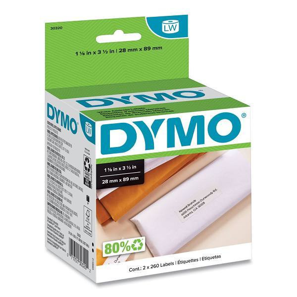 DYMO Labelwriter Address Labels 1.12"X3.5" White 260 Labels Package Of 2