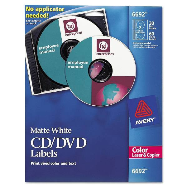 Avery Laser Cd Labels Matte White Package Of 30