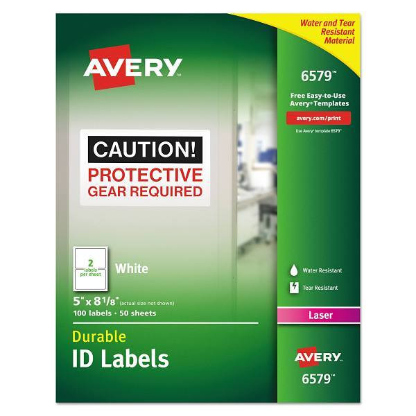 Avery Durable ID Labels-Trueblock Tech Laser Printers 5x8.13 White Package Of 50