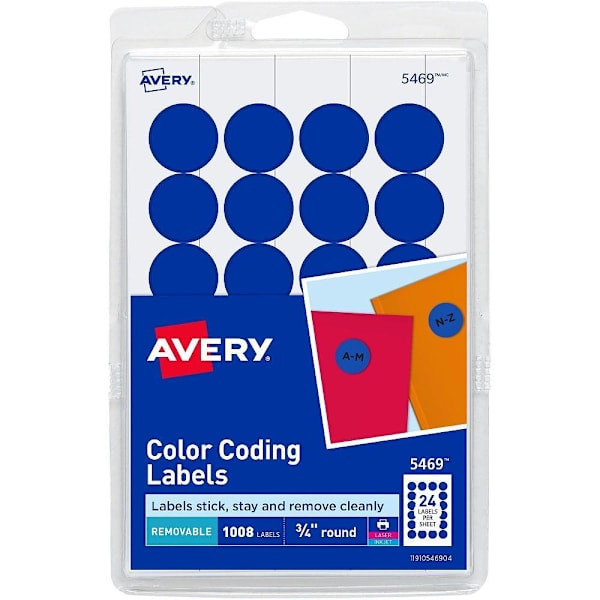 Avery Easy Peel Color Coding Label 0.75" Diameter Dark Blue Package Of 1008
