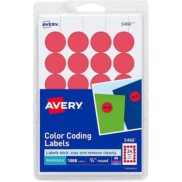 Avery Round Color Coding Labels Red Package Of 1008