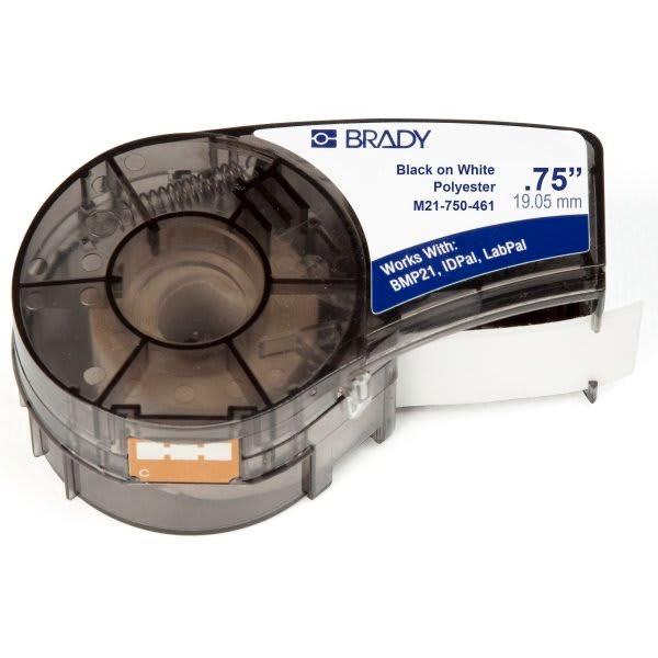 Brady Handimark Bmp21 Clear Polyester Labels, 0.75" W X 21 Ft L, White