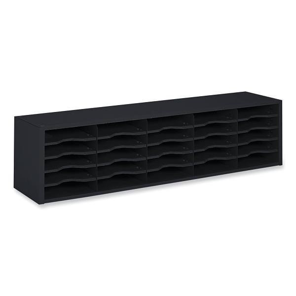 Safco E-Z Sort Sorter Module, 20 Compartments, 57.5"W X 13"D X 14.25"H, Black