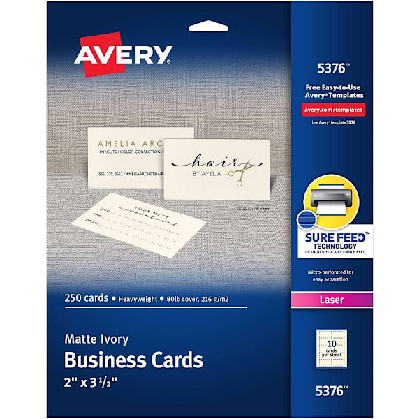 Avery Laser Business Card 2" X 3.5" Matte Ivory Package Of 250