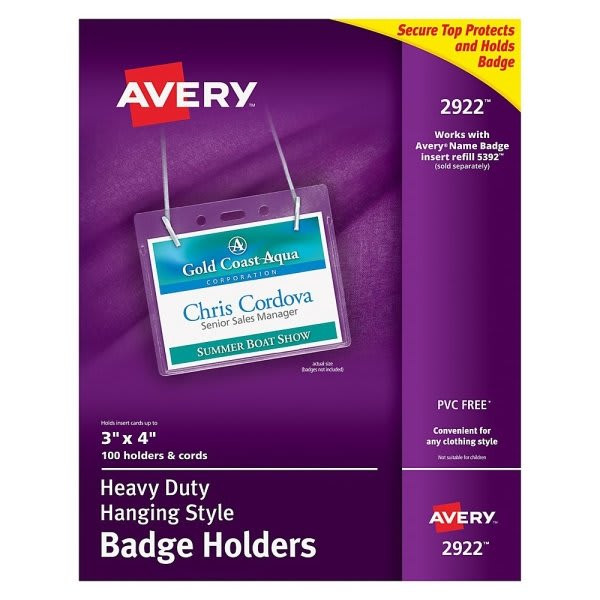 Avery Landscape Badge Holders With Lanyard Pack Of 100