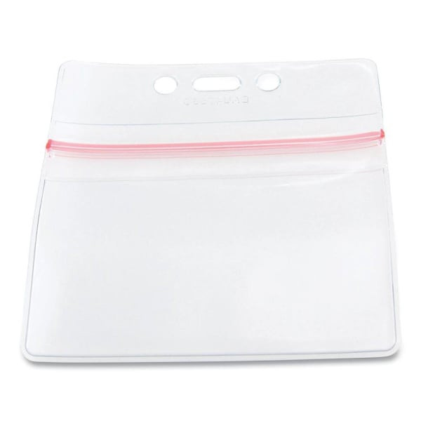 Sicurix Sealable Badge Holder With Zipper Lock 3.75" X 2.62" Clear Package Of 50