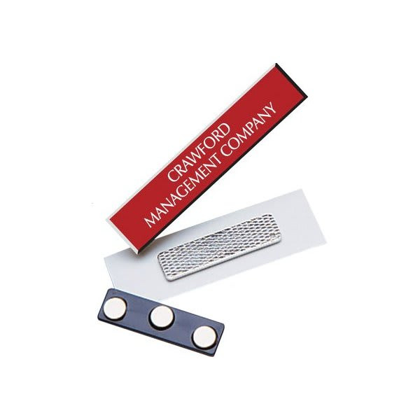 Name Tag With Magnet, Red, 3 X-3/4