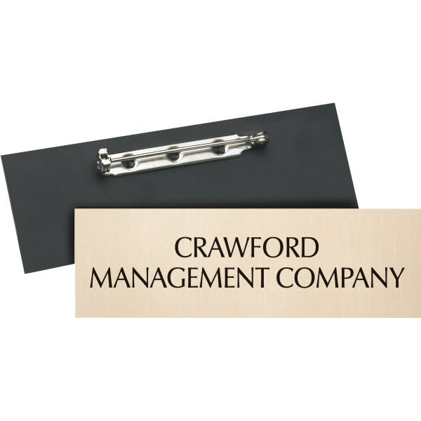 Name Tag With Pin Backing, Gold, 3 X 1