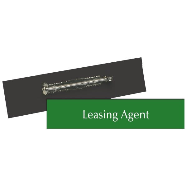 Name Tag With Pin Backing, Green, 3 X-3/4