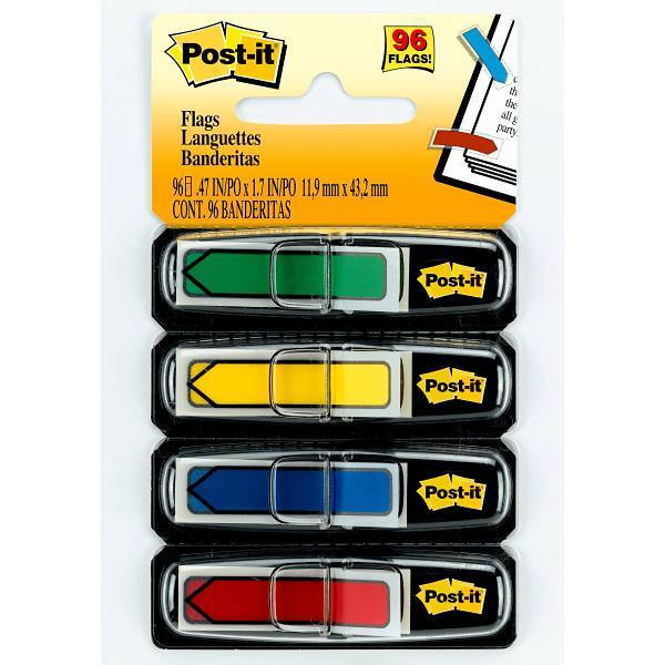 Post-It Flags 0.5" X 1.75" Assorted Primary Colors Package Of 96