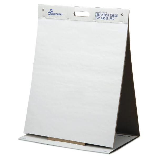 Skilcraft Self-Stick Tabletop Easel Pad, 20 X 23, White, 20 Sheets