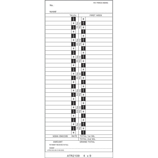Bi-Weekly Acroprint Time Cards, Package Of 1000