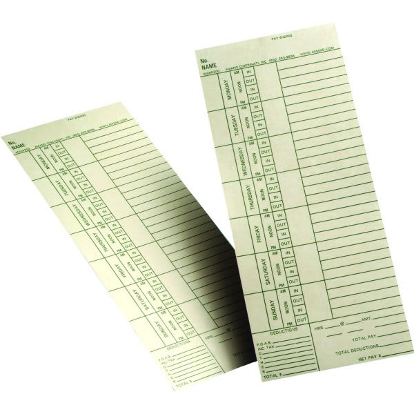 Bi-Weekly Amano Time Cards, Package Of 1000