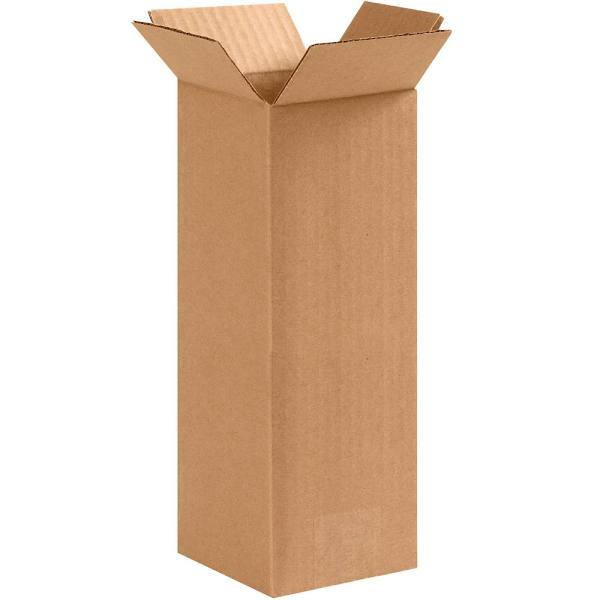 Box Partners Tall Corrugated Boxes 4"X4"X10" Kraft Package Of 25