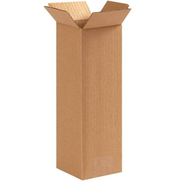 Box Partners Tall Corrugated Boxes 4"X4"X12" Kraft Package Of 25